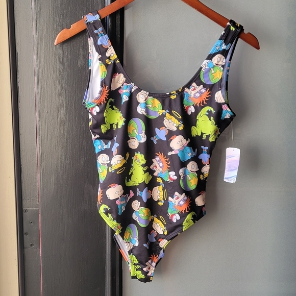 Forever 21 Black Green Full Rugrats Graphic One-Piece Swimsuit Small Multicolor - Picture 3 of 9